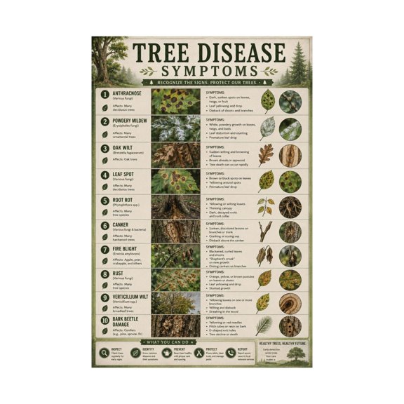 Tree Disease Symptoms Poster Botanical Identification Chart