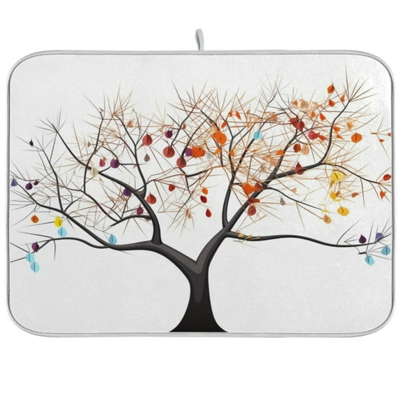 Tree Dish Drying Mat Microfiber Kitchen Pad Large Counter Absorbent Dish Mats Drainer Rack 16"x18"