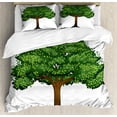 thumbnail image 1 of Tree Duvet Cover Set, Digitally Generated Spring on a Plain Background, Decorative 3 Piece Bedding Set with 2 Pillow Shams, Queen Size, Emerald Lime Green, by Ambesonne, 1 of 3