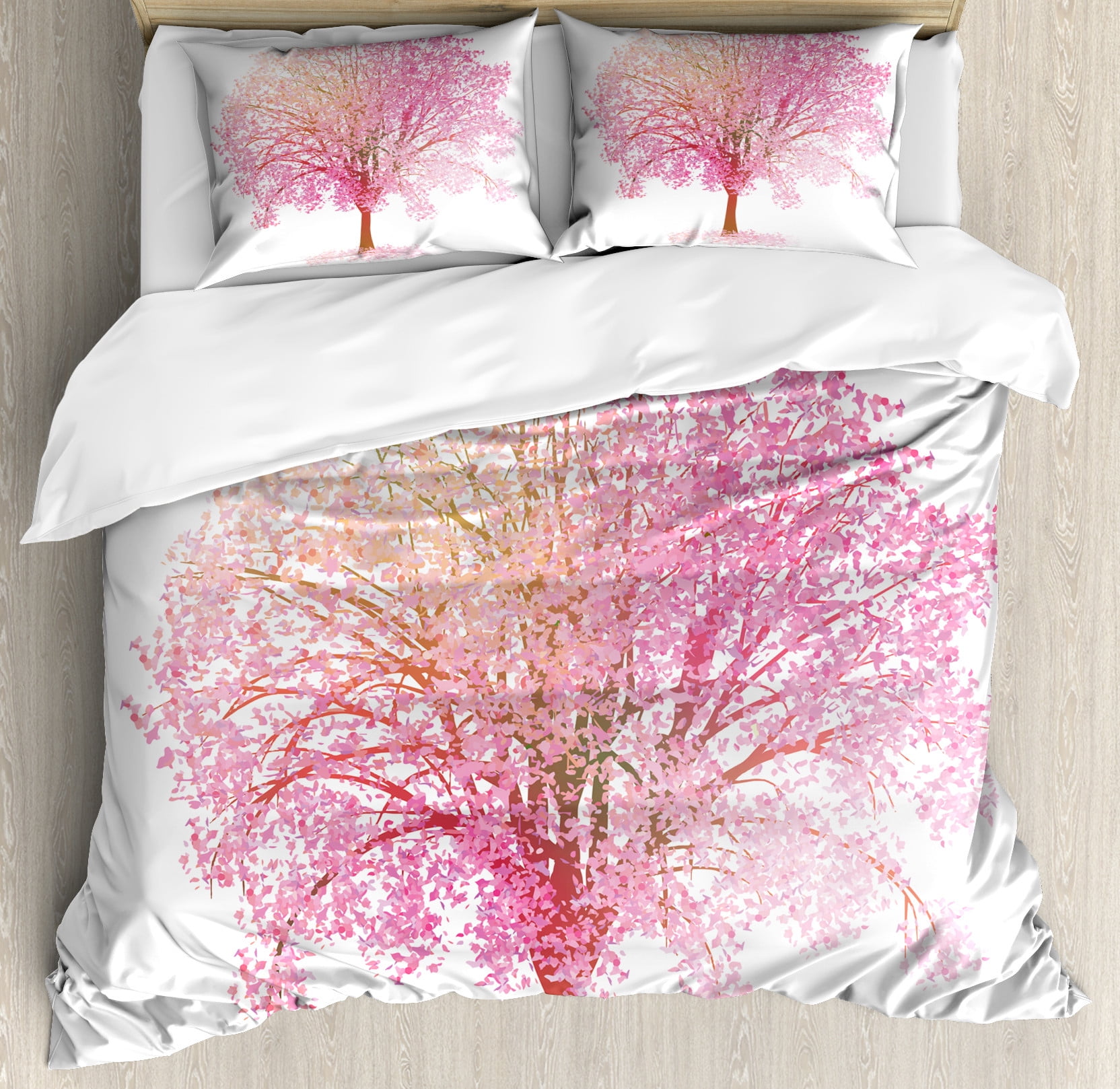 Pink Blush Cherry Blossom Queen Duvet Cover Set