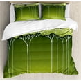 thumbnail image 1 of Tree Duvet Cover Set, Graphics of Long Leafy with Floral Details, Decorative 3 Piece Bedding Set with 2 Pillow Shams, Calking Size, Olive Green Green, by Ambesonne, 1 of 3