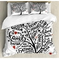 thumbnail image 1 of Tree Duvet Cover Set Queen Size, Family Tree Themed Composition with Doodle Style Drawing Parents Friends, Decorative 3 Piece Bedding Set with 2 Pillow Shams, Vermilion Black White, by Ambesonne, 1 of 3