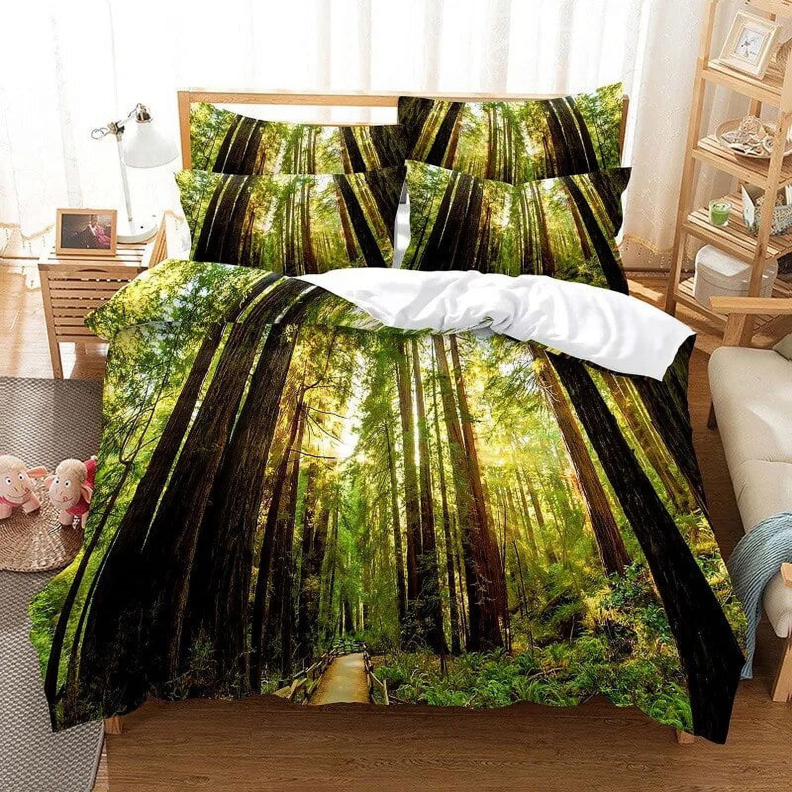 Tree Duvet Cover Set Snow Winter Style Beautiful Landscape 3D Print