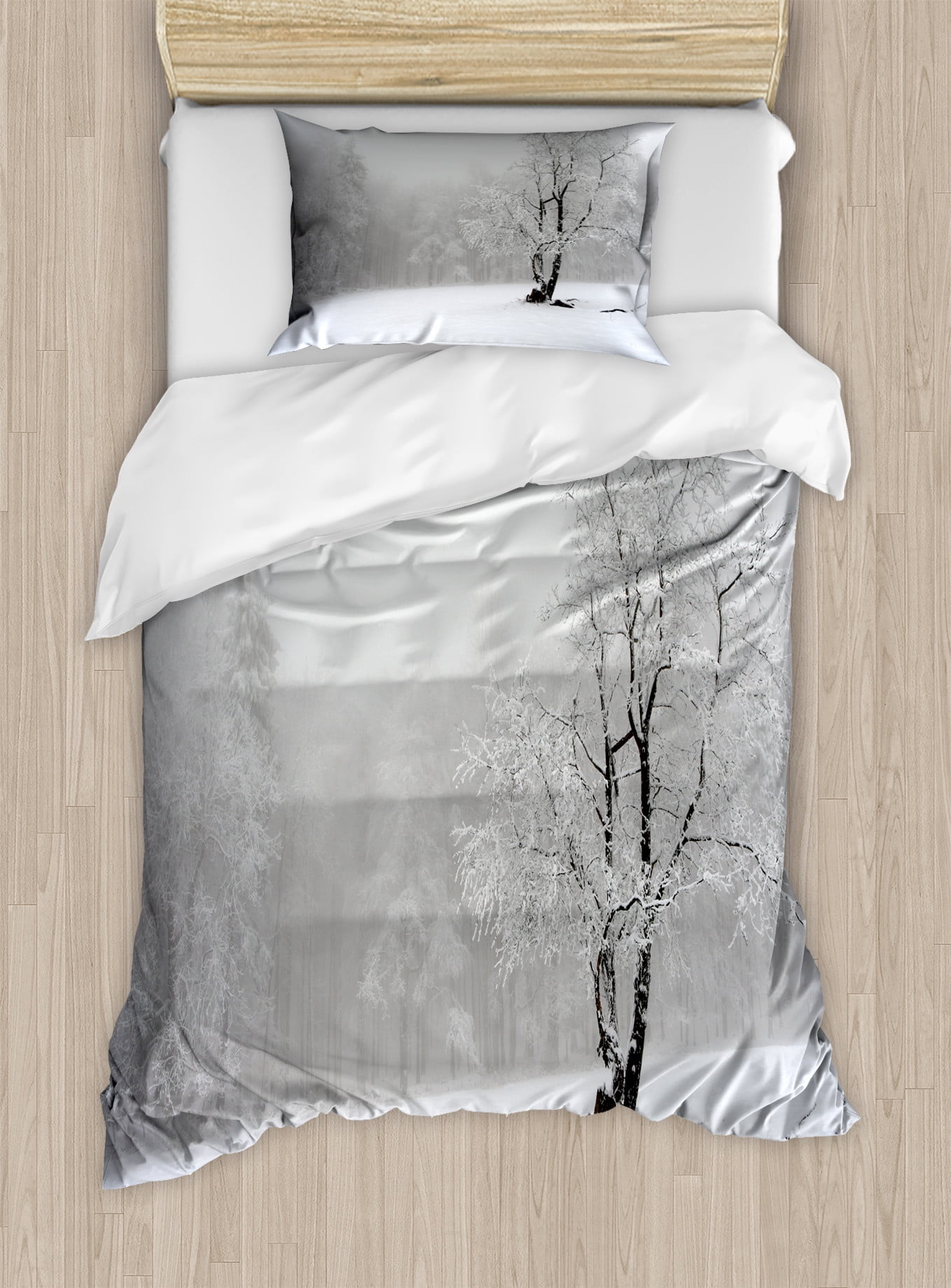 Winter Landscape Twin Duvet Cover Set with Pillow Sham