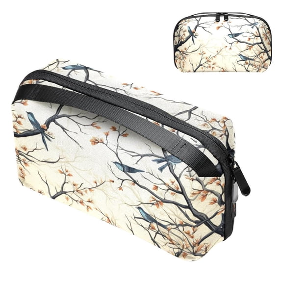 Tree Electronic Organizer Travel Case, Oxford Fabric Waterproof PC Case Cable Organizer Cord and Cable Organizer Electronic Travel Case Organizer, 5.9x9.44x3.14 in