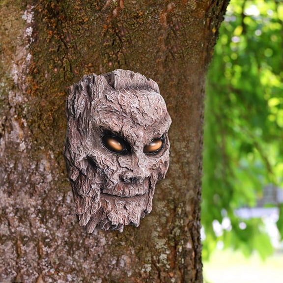 Tree Face and Arms Outdoor Decoration, Realistic Bark Texture Resin Ornament for Yard, Spooky Halloween Garden Prop.