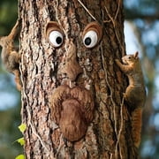 Tree Faces Decor Outdoor, 12 Inch Tree Face Outdoor Statues Old Man Tree Hugger Bark Ghost Face Decoration Funny Yard Art, Tree Decor Outdoor for Halloween Easter Garden Creative Props