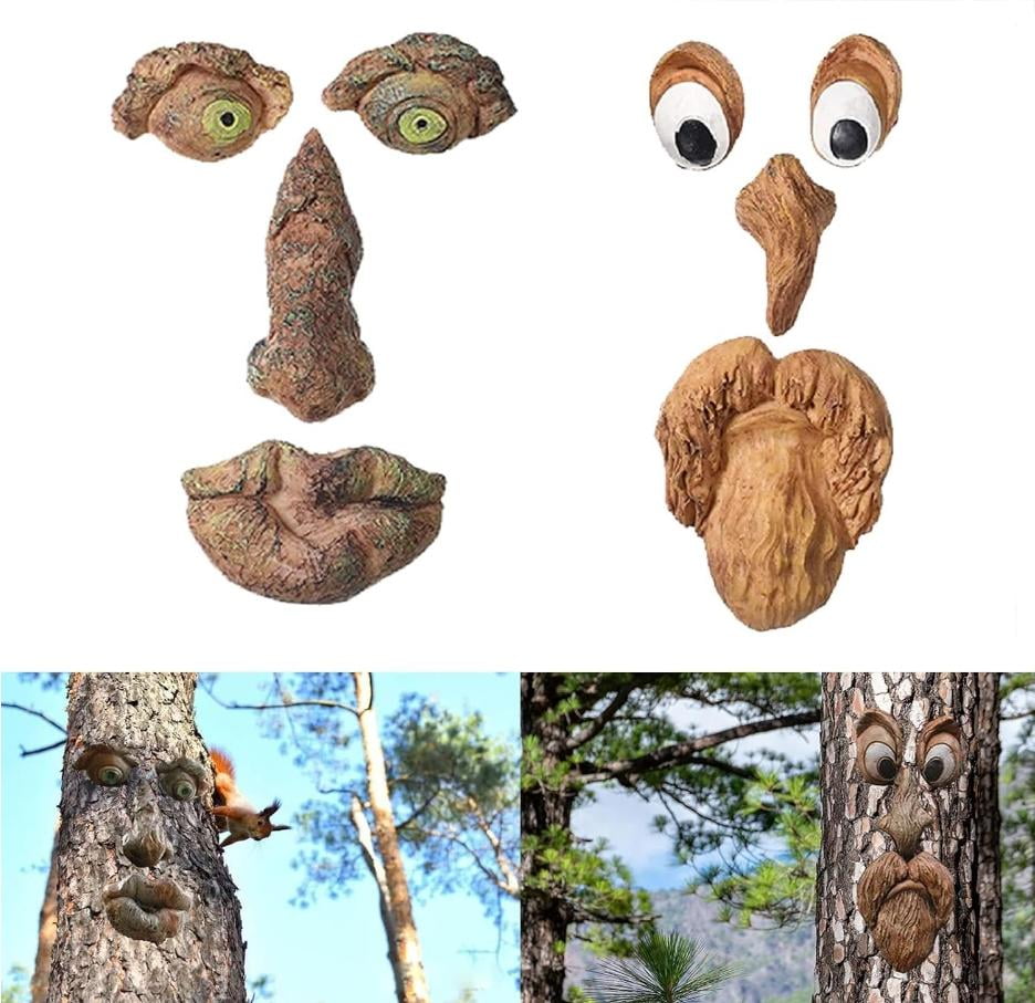 Whimsical Brown Resin Ghost Face Tree Hugger Decor