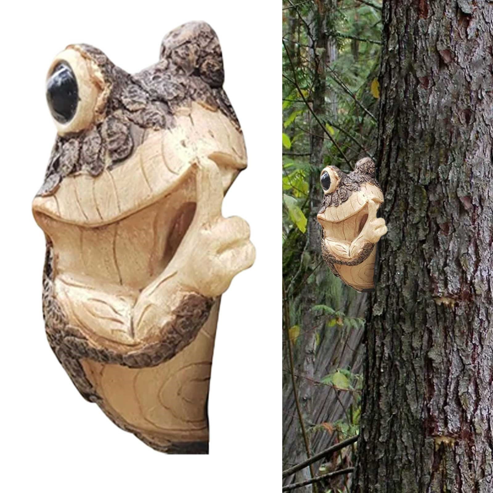 Tree Faces Decor Outdoor Quiet Frog Tree Peeker Garden Tree Sculptures
