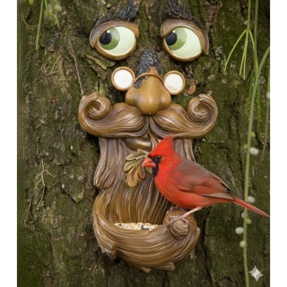 Tree Faces Decor Outdoor – Tree Hugger Yard Art Garden Decoration – Unique Bird Feeders for Outdoors and Indoors – Old Man Tree Art Brown