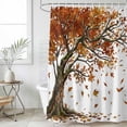 thumbnail image 1 of Tree Fall Shower Curtain Set, Waterproof Shower Curtains for Bathroom, Autumn Leaves Branches Watercolor Botanical Elegant Washable Fabric Bath Curtain for Bathtub Decoration with Hooks 48x72 Inches, 1 of 9