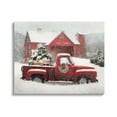 thumbnail image 1 of Tree Farm Red Truck Wintery Snow Flurries Transportation Painting Gallery-Wrapped Canvas Print Wall Art, 1 of 7