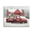 thumbnail image 1 of Tree Farm Red Truck Wintery Snow Flurries Transportation Painting Gallery-Wrapped Canvas Print Wall Art, 1 of 7