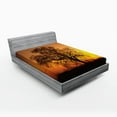 thumbnail image 1 of Ambesonne Tree Fitted Sheet, Old Oak at Sunset View, Queen Size, Orange Brown, 1 of 2