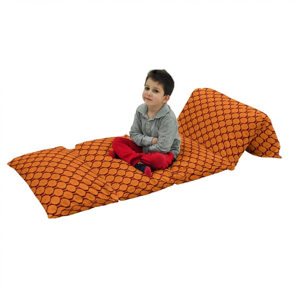 Tree Floor Pillow Lounger Cover, Abstract Vibrant Color Forest Pattern Autumn Season Wildlife Modern Art, Nap Mat Printed Fabric Case for 5 Pillows, 88" x 36", Orange Chestnut Brown, by Ambesonne