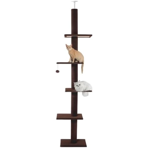 Tree Floor to Ceiling 95-108" Tall Tree Carpet Tower Kitten Tree Sisal Scratching Post and Mat Pole for Indoor s, Brown