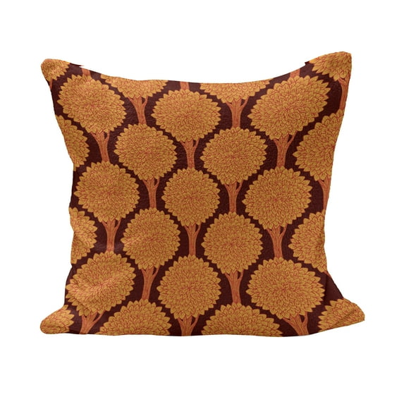 Tree Fluffy Throw Pillow Cushion Cover, Abstract Vibrant Color Forest Pattern Autumn Season Wildlife Modern Art, Decorative Square Accent Pillow Case, 24" x 24", Orange Chestnut Brown, by Ambesonne