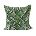 thumbnail image 1 of Tree Fluffy Throw Pillow Cushion Cover, Macro Palm Leaves on Minimalist Striped Geometric Botany Print, Decorative Square Accent Pillow Case, 20" x 20", Hunter Green Black White, by Ambesonne, 1 of 5