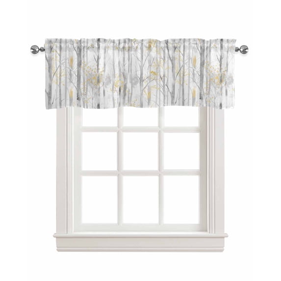 Tree Forest Linen Curtain Valance for Bedroom/Bathroom/Kitchen/Office/Living/Dining Room Window,Abstract Contemporary Nature Painting Rod Pocket Topper Decorative Cafe Drapes Panel 42"x12"