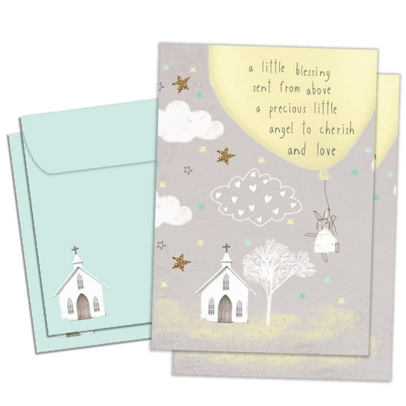 Tree-Free Greetings Baptism Greeting Card 2 Pack, 5x7, A Little Blessing (GT65972)