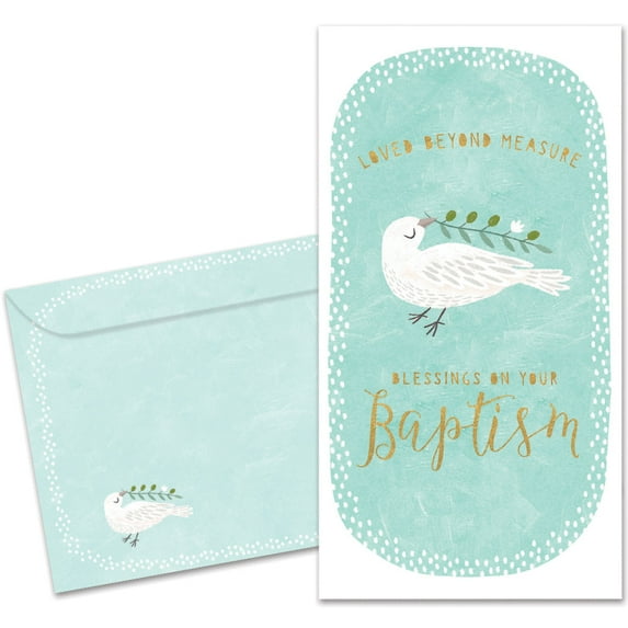 Tree-Free Greetings Baptism Money Holder Greeting Card, 3.7 x 7, Loved Beyond Measure (ZO70316)