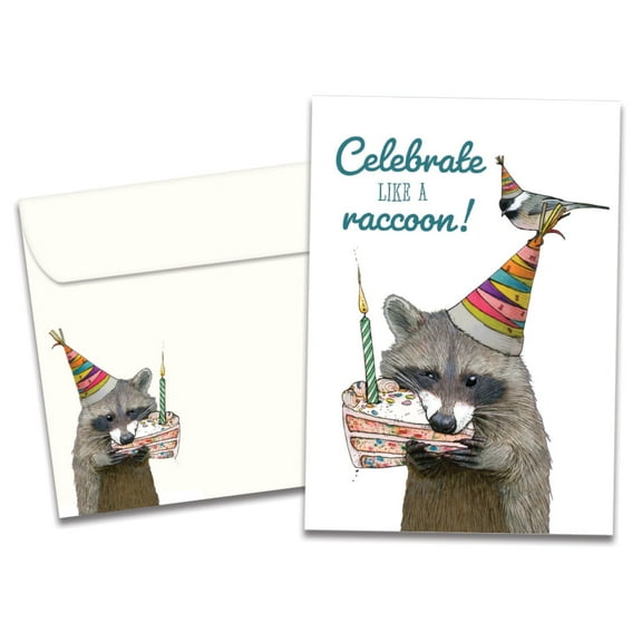 Tree-Free Greetings Birthday Greeting Card, 100% Recycled Paper, 5x7, Like a Raccoon (GO69172)
