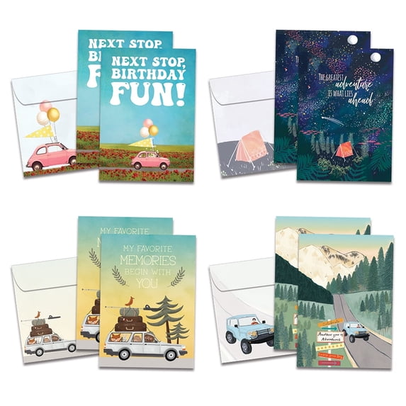 Tree-Free Greetings Birthday Greeting Card 8 Pack, 5x7, Favorite Adventures (GA65201)