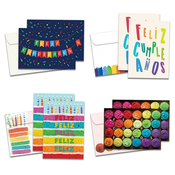 Tree-Free Greetings Birthday Greeting Card 8 Pack, 5x7, Feliz Cumpleanos (GA64614)