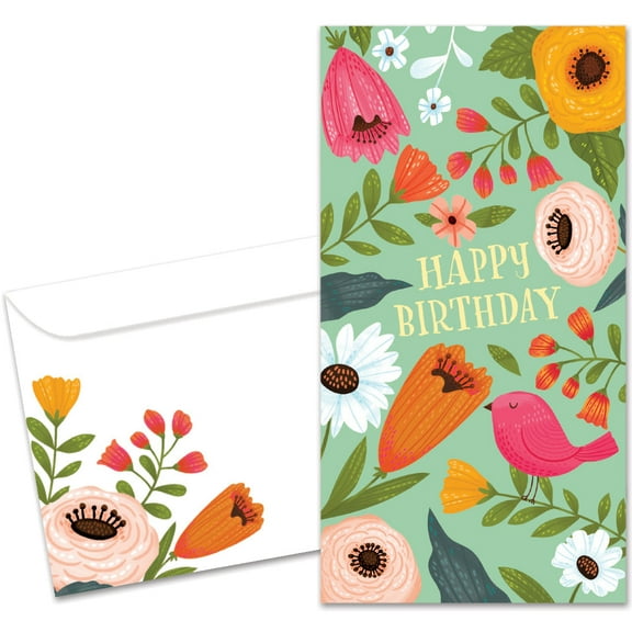 Tree-Free Greetings Birthday Money Holder Greeting Card 2 Pack, 3.7 x 7, Bird Hope (ZT70338)