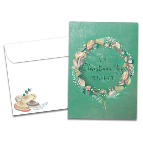 Tree-Free Greetings Christmas Greeting Card, 100% Recycled Paper, 5x7, Seashell Joy (GO65364)