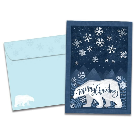 Tree-Free Greetings Christmas Greeting Card 12 Pack, 5x7, Sweet Polar Wishes (HP60656)