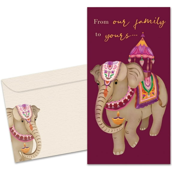 Tree-Free Greetings Diwali Greeting Card, 100% Recycled Paper, 3.7x7, From Our Family (ZO70070)