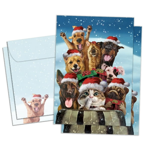 Tree-Free Greetings Holiday Greeting Card 2 Pack, 100% Recycled Paper, 5x7, Downhill from Here (GT64265)
