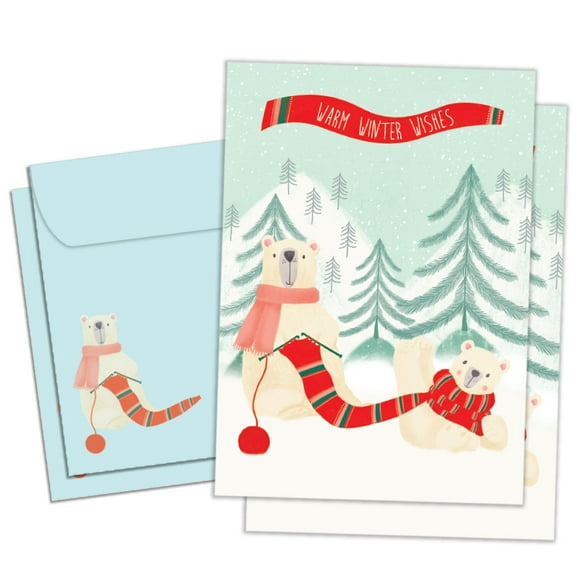 Tree-Free Greetings Holiday Greeting Card 2 Pack, 100% Recycled Paper, 5x7, Warm Polar Bears (GT65807)