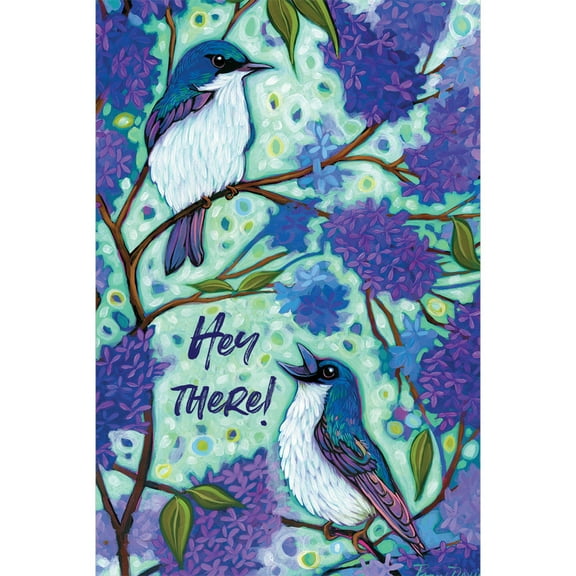 Tree-Free Greetings Just Because Greeting Card 12 Pack, 100% Recycled Paper, 4x6, Hey There Birds (FS60290)