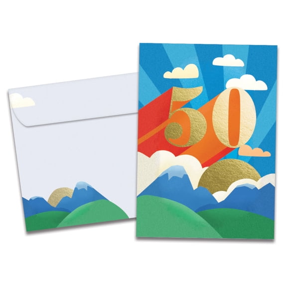 Tree-Free Greetings Milestone Birthday Greeting Card, 100% Recycled Paper, 5x7, Next Leg 50 (GO65952)