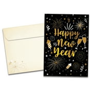 Tree-Free Greetings New Year 12 Pack with Matching Envelopes, Eco Friendly, Made in USA, 100% Recycled Paper, 5"x7", New Year Celebration (HP60662)