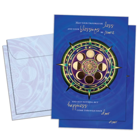 Tree-Free Greetings New Year Greeting Card 2 Pack, 100% Recycled Paper, 5x7, New Year Mandala (GT64273)