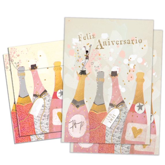 Tree-Free Greetings Anniversary Greeting Card 2 Pack, 5x7, Aniversario Champagne (GT64637)