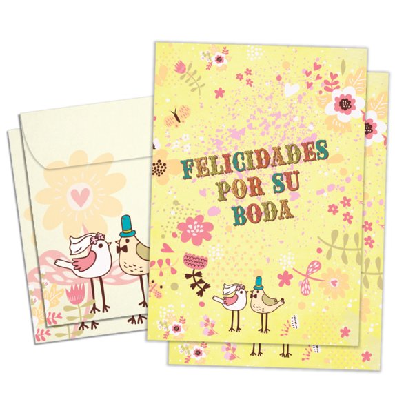 Tree-Free Greetings SS-Wedding Greeting Card 2 Pack, 100% Recycled Paper, 5x7, Felicidades Birds (GT64654)