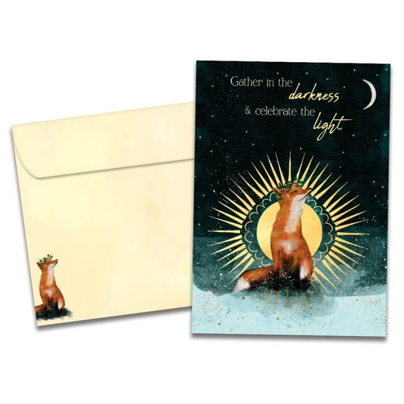 Tree-Free Greetings Solstice Greeting Card 12 Pack, 100% Recycled Paper, 5x7, Celebrate the Light (HP65437)