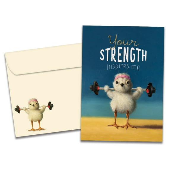 Tree-Free Greetings Support Greeting Card 2 Pack, 100% Recycled Paper, 5x7, Strength Chick (GT61257)