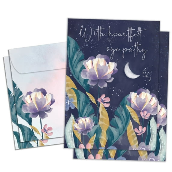 Tree-Free Greetings Sympathy Greeting Card 2 Pack, 5x7, Heartfelt Moon (GT65295)