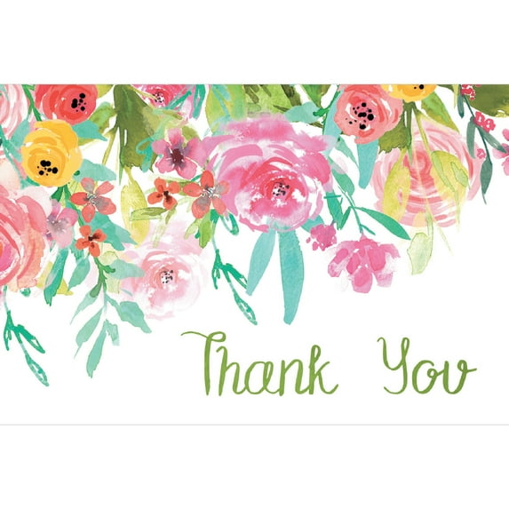 Tree-Free Greetings Thank You Greeting Card 12 Pack, 4x6, Spring Floral Wedding (TK61338)