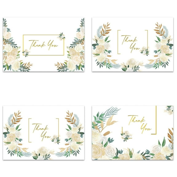 Tree-Free Greetings Thank You Greeting Card 48 Pack, 5x7, White Floral Wedding (TA61315)