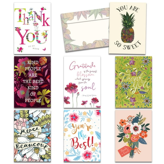 Tree-Free Greetings Thank You Greeting Card 8 Pack, 5x7, Floral Thank You (GA53658)