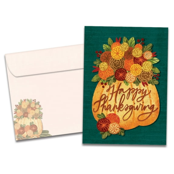 Tree-Free Greetings Thanksgiving Greeting Card 12 Pack, 100% Recycled Paper, 5x7, Overflowing Gratitude (HP60616)