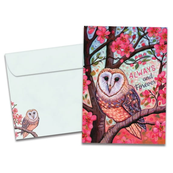Tree-Free Greetings Valentine's Day Greeting Card, 5x7, Owl-ways and Forever (GO64325)