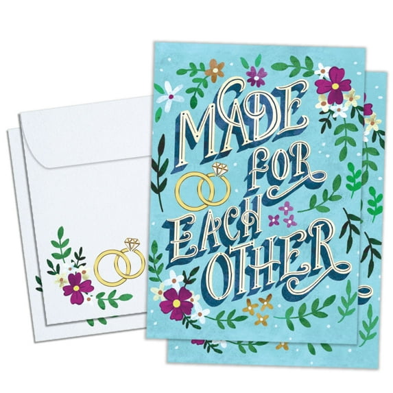 Tree-Free Greetings Wedding Greeting Card 2 Pack, 100% Recycled Paper, 5 x 7, Made for Each Other (GT65694)