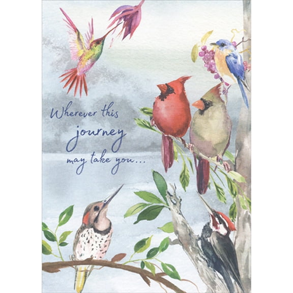 Tree-Free Greetings Wherever This Journey Takes You: Birds Watching Hummingbird Encouragement Card